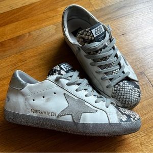 Golden Goose Snakeskin And Glitter Sneakers